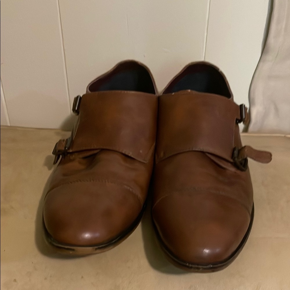 Men's Brown Leather Monk Strap Shoes